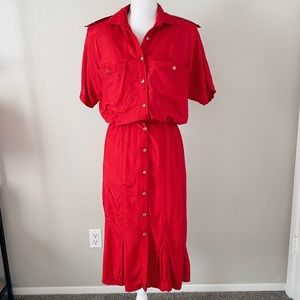 Vintage Red Button Up Dress